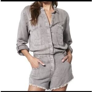 Young Fabulous & Broke XS River Raw Edge Romper Driftwood Mineral Gray YFB